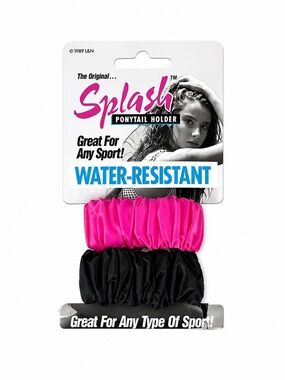 Splash Vibrant Pink and Black Water-Resistant Ponytail Holder